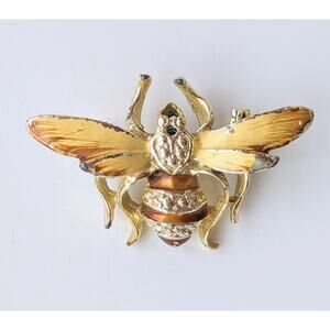 Tiny Wonder Honey Bee Pin Enamel Gold Tone Brooch Pin Vintage 1990's